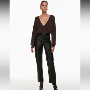 Wilfred Aritzia Melina Vegan Faux Leather High Waisted Pants Black Size 0